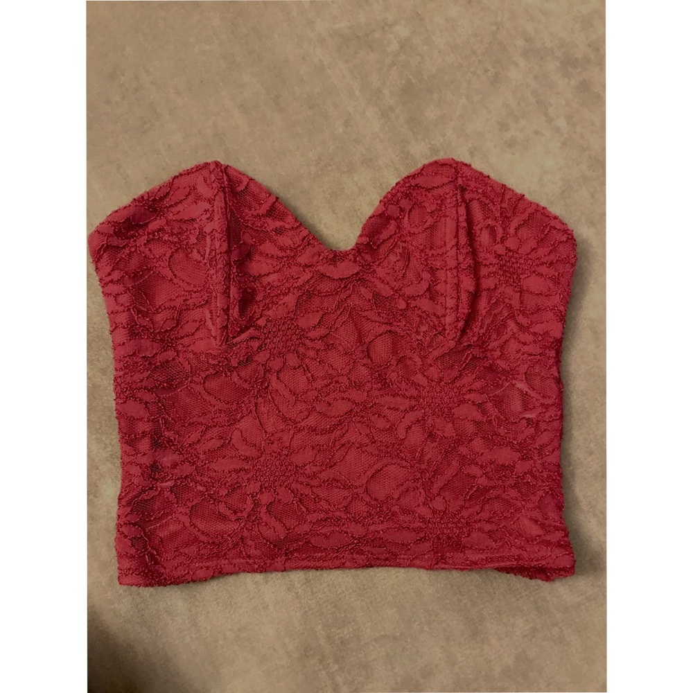 Super cute burgundy lace corset tube top!